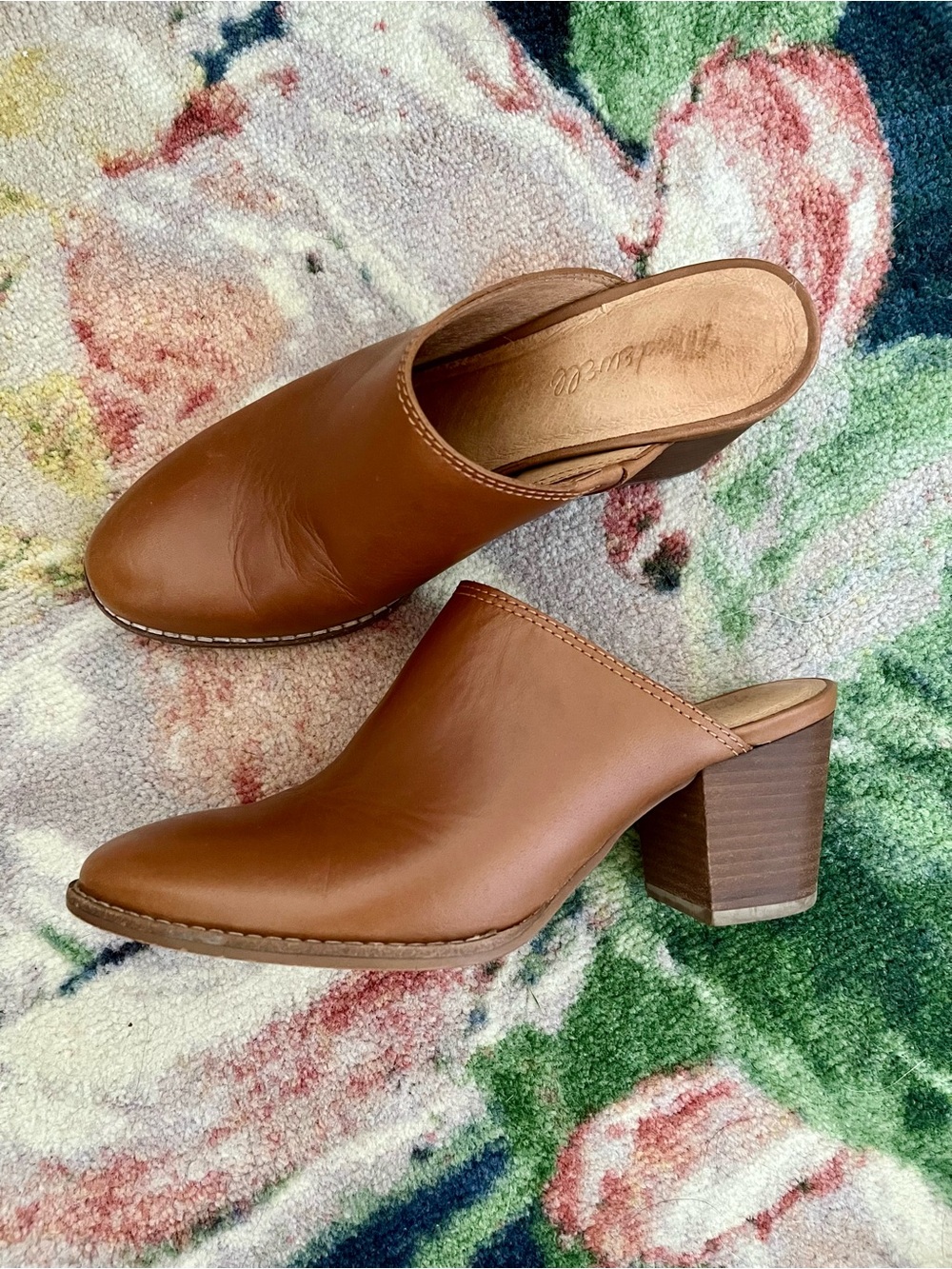 Madewell Tan Leather Slip-On Mule Heels